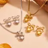 304 Stainless Steel Heart Shape PVD Coated 18K Real Gold Plated Elegant Simple Style Waterproof Non Tarnish Plating Gold Earrings Necklace Jewelry Set