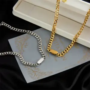 Wholesale PVD Coated 18K Gold Plated Solid Color 304 Stainless Steel Retro Punk Waterproof Non Tarnish 304 Stainless Steel Necklace