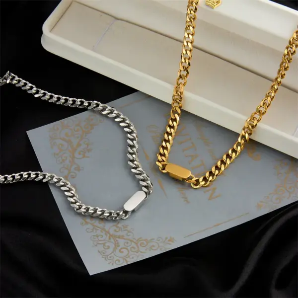 Wholesale PVD Coated 18K Gold Plated Solid Color 304 Stainless Steel Retro Punk Waterproof Non Tarnish 304 Stainless Steel Necklace