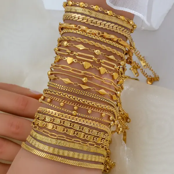 Vacuum Plating 18K Gold Plated Chains Print 304 Stainless Steel Elegant Basic 304 Stainless Steel Lobster Trier Clasp Closure Bracelets