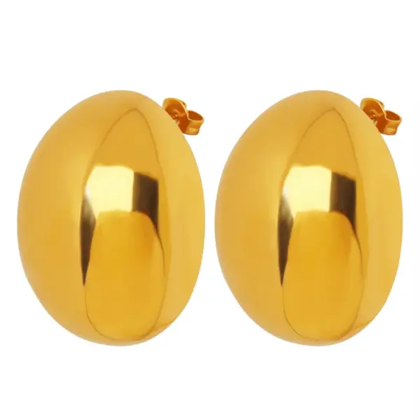 Wholesale PVD Coated Real Gold Plated 18K Gold Oval 304 Stainless Steel Simple Style Artistic Waterproof Non Tarnish Ear Studs