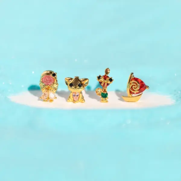 Wholesale 1 Set 1 Pair Casual Sweet Cartoon Inlay Brass Zircon 18k Gold Plated Ear Studs