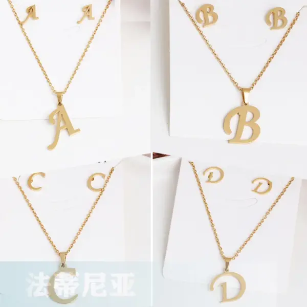 Wholesale Classic Style Letter Stainless Steel Alloy Plating Earrings Necklace