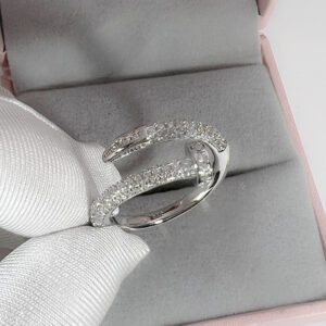 Full diamond ring [white gold] / Adjustable opening
