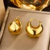 Wholesale Ion Plating (IP) 18K Gold Plated U Shape Double Ring Circle 304 Stainless Steel Vintage Style Waterproof Non Tarnish Earrings