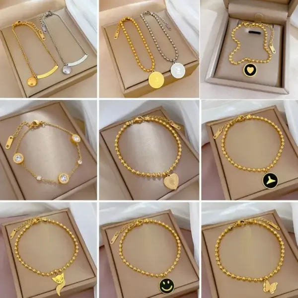 Wholesale PVD Coated Real Gold Plated Constellation Titanium Steel Cartoon Style Waterproof Non Tarnish Bracelets