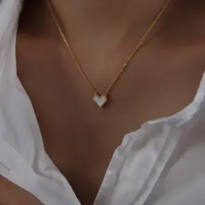 P436-Gold White Sea Shell Necklace-40+5cm