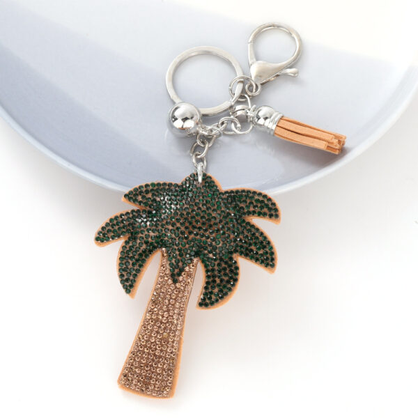 Wholesale 4pcs Creative coconut tree drilling hot picture keychain