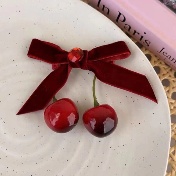 Wholesale Cherry Bow Hair Clip Hair Accessories
