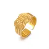 PVD Coated 18K Gold Plated Geometric 304 Stainless Steel Hip-Hop Waterproof Non Tarnish Open Ring