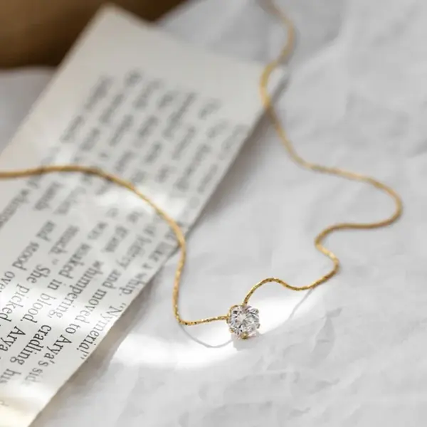 Wholesale Titanium Steel Simple Style Geometric Plating Inlay Zircon Pendant Necklace