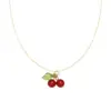 Wholesale Jewelry Retro Cherry 304 Stainless Steel Resin 18K Gold Plated Plating Stainless Steel Necklaces