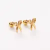 Wholesale PVD Coated Real Gold Plated 14K Gold Heart Shape Mushroom Planet 304 Stainless Steel Simple Style Shiny Waterproof Non Tarnish Ear Studs