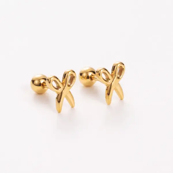 Wholesale PVD Coated Real Gold Plated 14K Gold Heart Shape Mushroom Planet 304 Stainless Steel Simple Style Shiny Waterproof Non Tarnish Ear Studs