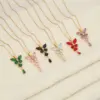 Wholesale IG Style Wedding Romantic Butterfly Stainless Steel Copper Plating Inlay 18K Gold Plated Glass Pendant Necklace