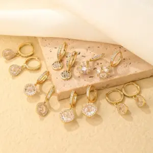 Wholesale 1 Pair Casual Sweet Round Plating Inlay Copper Zircon Gold Plated Drop Earrings
