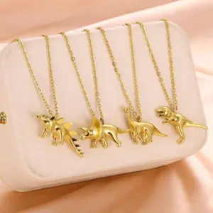Wholesale Jewelry Cute Hip-Hop Dinosaur Titanium Steel Plating Pendant Necklace