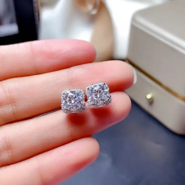 Wholesale Fashion Square Copper Inlay Artificial Diamond Rings Earrings Necklace