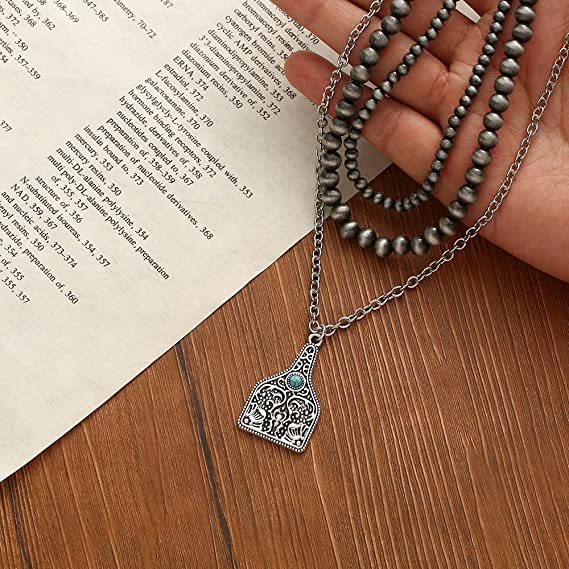 oly-86ff92d4781050adb8702ce8cbee04e3 Wholesale western style brushed b round bead necklace vintage carved turquoise pendant multi-layer necklace jewelry