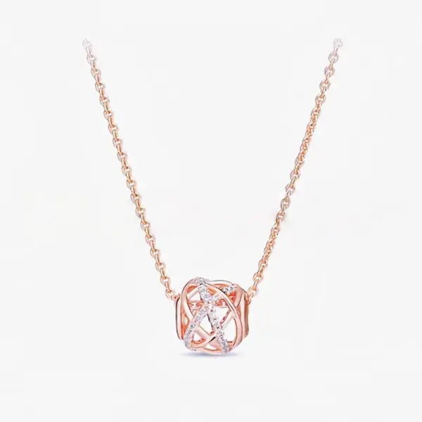 Wholesale Rose Gold Necklace Shiny Bracelet Light Luxury Fashion Gift Inlaid Luxurious Sweet Birthday Versatile Water Plated Copper Round Dot Oval Zircon