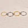 304 Stainless Steel Titanium Steel Twist PVD Coated Real Gold Plated 18K Gold Artistic Waterproof Non Tarnish Gold Silver Rings