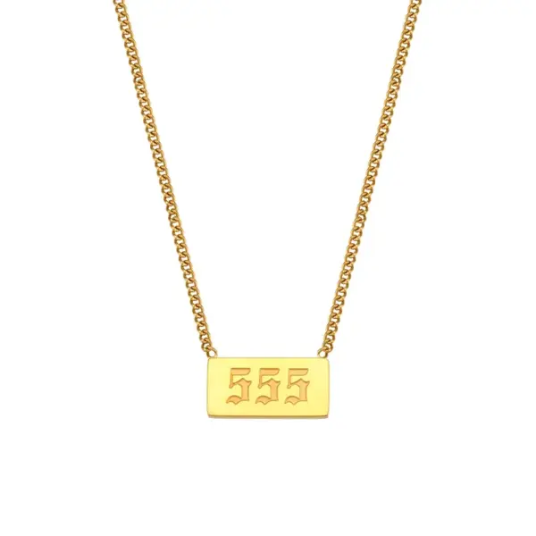 PVD Coated Real Gold Plated 18K Gold Number 304 Stainless Steel Fashion Waterproof Non Tarnish 304 Stainless Steel Necklace