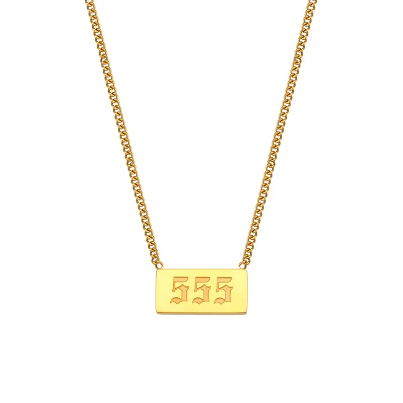 Wholesale PVD Coated Real Gold Plated 18K Gold Number 304 Stainless Steel Fashion Waterproof Non Tarnish 304 Stainless Steel Necklace