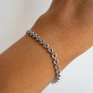 Silver Heart Bracelet 16cm