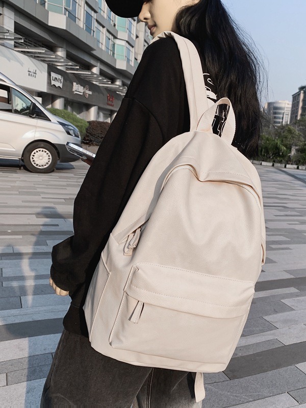 Wholesale Pu Soft Schoolbag College Student Casual Travel Backpack
