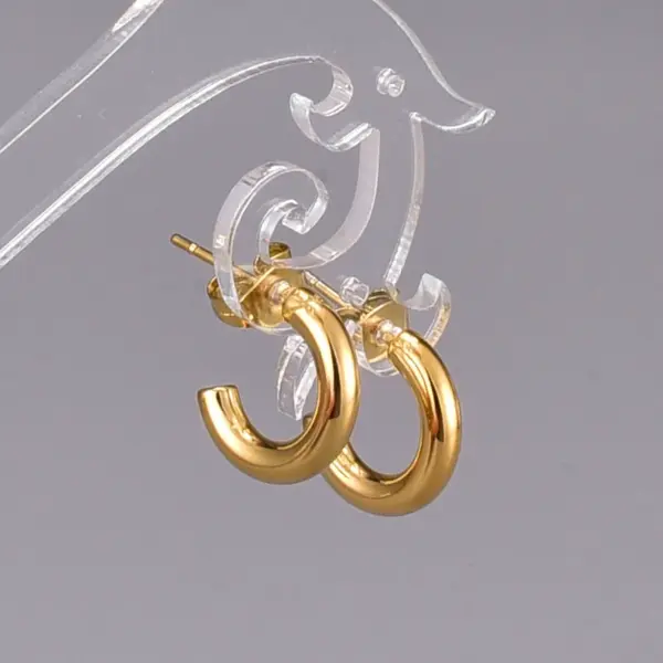 PVD Coated Real Gold Plated 18K Gold Heart 304 Stainless Steel Titanium Steel Fashion Waterproof Non Tarnish Earrings