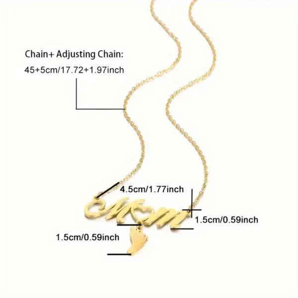 Wholesale 304 Stainless Steel Stainless Steel Letter Footprint PVD Coated 18K Real Gold Plated MAMA Simple Style Plating Cable Chain Gold Silver Pendant Necklace