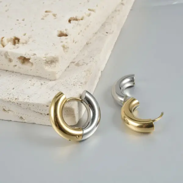 PVD Coated 18K Gold Plated Color Block 304 Stainless Steel Simple Style Waterproof Non Tarnish Earrings