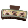 10-5 square PU leather yak chrysanthemum green edge deep coffee