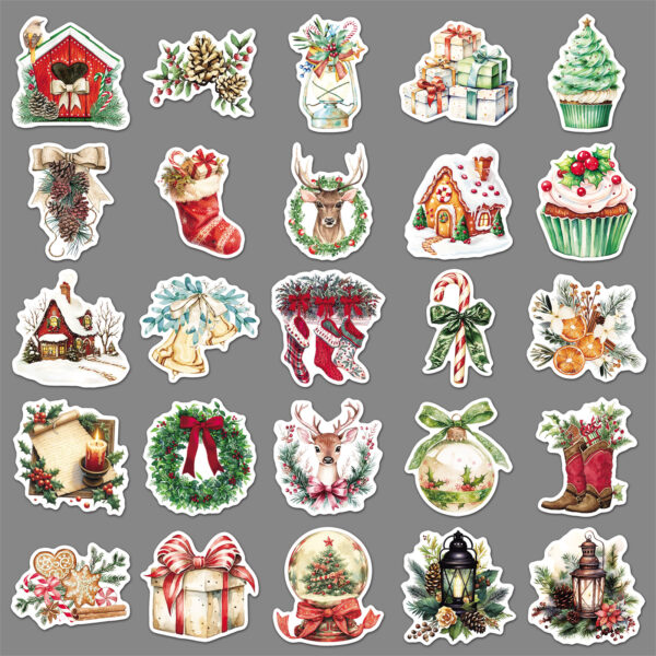 Wholesale 50 Christmas Retro Watercolor Stickers