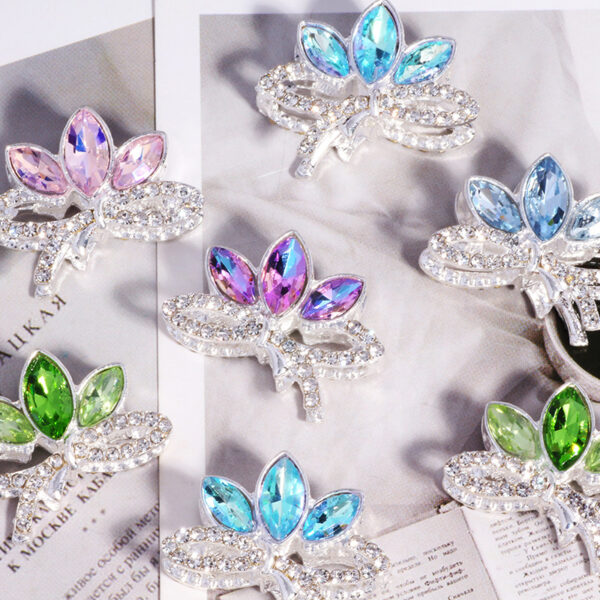 Wholesale Double-sided alloy rhinestone lotus straight hole loose beads beaded DIY mobile phone chain key chain bag chain jewelry accessories