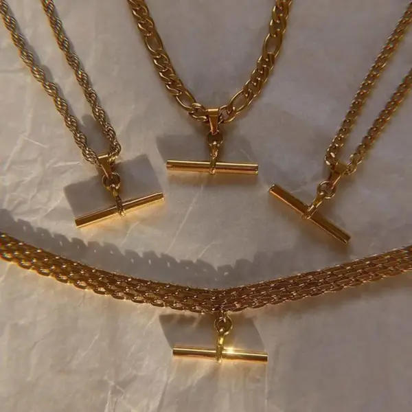 Wholesale Jewelry Fashion Geometric Stainless Steel PVD Coated Plating Necklace