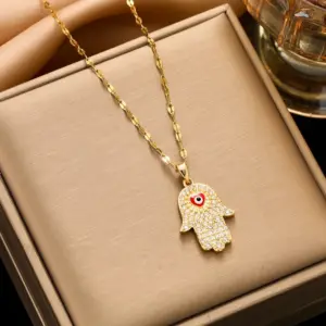 297 Palm Eye Necklace-Gold