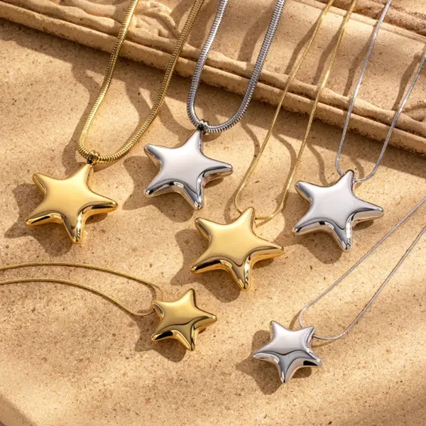 Wholesale PVD Coated Star 304 Stainless Steel French Style Simple Style Waterproof Non Tarnish Earrings Necklace