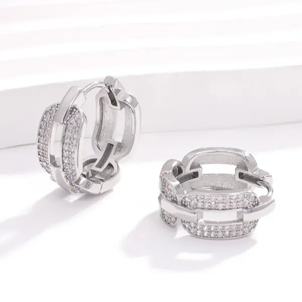 Wholesale 1 Pair Simple Style Geometric Plating Hollow Out Inlay Copper Zircon K Gold Plated Rhodium Plated Earrings