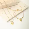 Wholesale PVD Coated Real Gold Plated 18K Gold Heart Shape 201 Stainless Steel Simple Style Waterproof Non Tarnish 201 Stainless Steel Bracelets Necklace