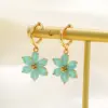 Wholesale Fashion Flower Copper Artificial Gemstones Earrings
