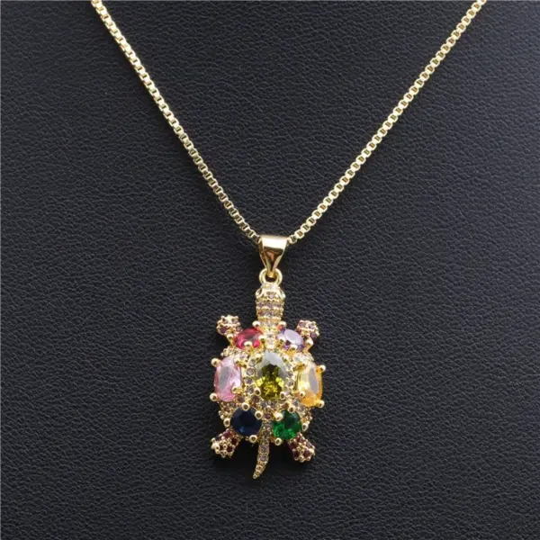 Wholesale Jewelry Micro-set Zircon Turtle Pendant Necklace Ladies Necklace Copper Necklace Wholesale Nihaojewelry