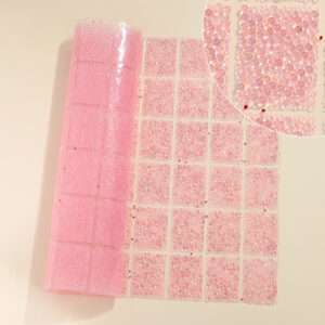 12 pink ball beads / Geometric special-shaped resin hot-melt adhesive tape [whole piece 24*40cm, small square 3*4cm]