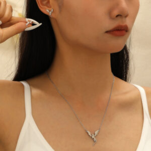 09 steel color 6641 earrings + necklace (stainless steel)