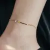 Classic Style Solid Color Chains Print Stainless Steel Inlay Zircon Women's Anklet
