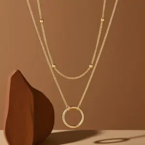 X0152-Double Layer Ring-Necklace- Gold