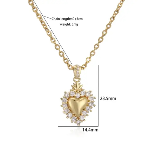 Wholesale Casual Elegant Simple Style Heart Shape Copper Plating Inlay Zircon 18k Gold Plated Earrings Necklace