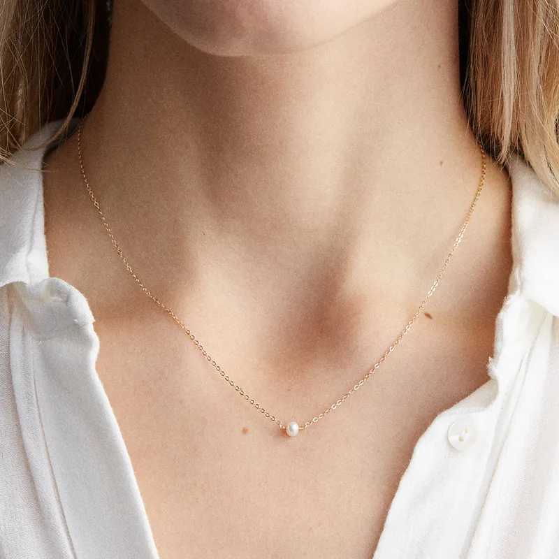 Wholesale Jewelry Simple Style Geometric 304 Stainless Steel Artificial Pearls Plating Stainless Steel Necklaces