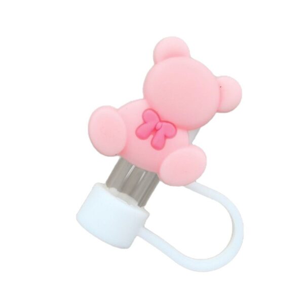 Wholesale New food grade silicone straw cap large diameter 10mm cartoon doll animal flower straw protective sleeve
