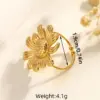 Wholesale PVD Coated Real Gold Plated Sunflower Star Shell 304 Stainless Steel Exaggerated Marine Style Simple Style Waterproof Non Tarnish Open Rings